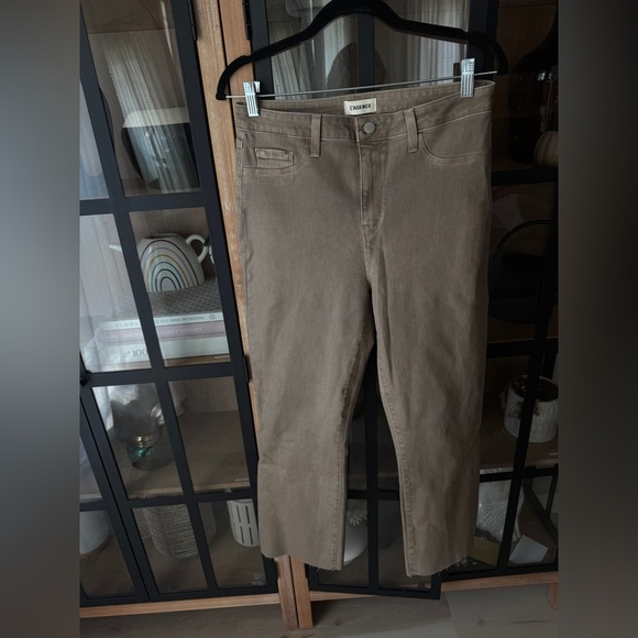 L’AGENCE kendra high rise cropped flare rye coated jeans pants khaki stretchy - Picture 7 of 16